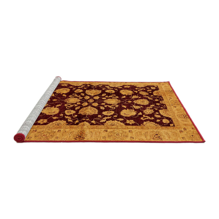 Sideview of Machine Washable Abstract Tomato Red Rug, wshabs694