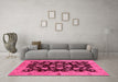 Machine Washable Abstract Pink Modern Rug in a Living Room, wshabs694pnk