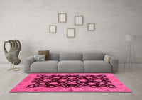 Machine Washable Abstract Pink Modern Rug, wshabs694pnk