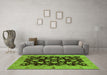 Machine Washable Abstract Green Modern Area Rugs in a Living Room,, wshabs694grn