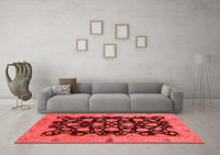 Machine Washable Abstract Red Modern Rug, wshabs694red