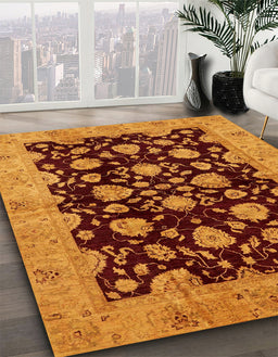 Abstract Red Modern Rug in Family Room, abs694