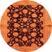 Round Machine Washable Abstract Orange Modern Area Rugs, wshabs694org