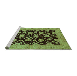 Sideview of Machine Washable Abstract Turquoise Modern Area Rugs, wshabs694turq