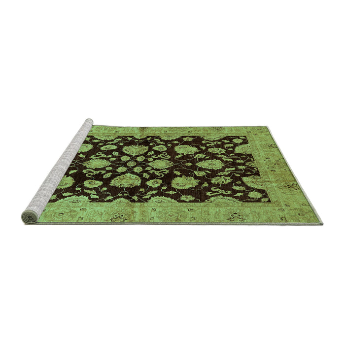 Sideview of Machine Washable Abstract Turquoise Modern Area Rugs, wshabs694turq
