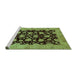 Sideview of Machine Washable Abstract Turquoise Modern Area Rugs, wshabs694turq