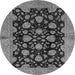 Round Machine Washable Abstract Gray Modern Rug, wshabs694gry