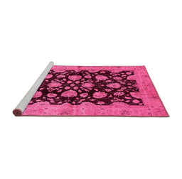 Sideview of Machine Washable Abstract Pink Modern Rug, wshabs694pnk