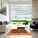 Square Abstract Red Modern Rug in a Living Room, abs694