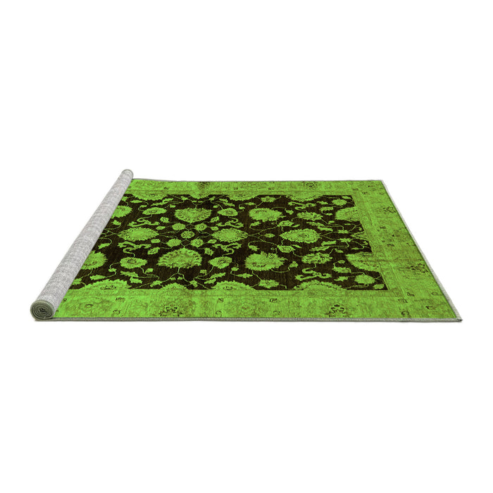 Sideview of Machine Washable Abstract Green Modern Area Rugs, wshabs694grn