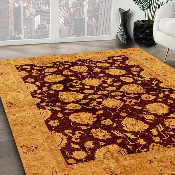 Machine Washable Abstract Tomato Red Rug in a Family Room, wshabs694