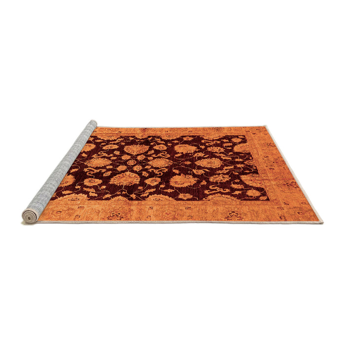 Sideview of Machine Washable Abstract Orange Modern Area Rugs, wshabs694org