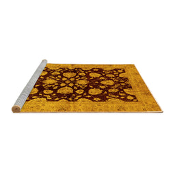 Sideview of Machine Washable Abstract Yellow Modern Rug, wshabs694yw