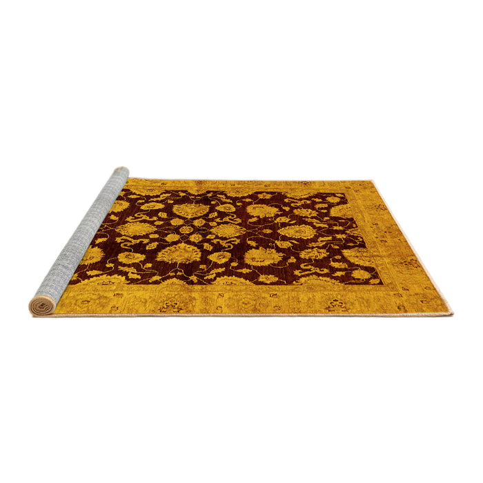 Sideview of Machine Washable Abstract Yellow Modern Rug, wshabs694yw