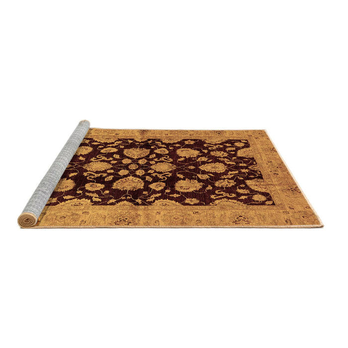 Sideview of Machine Washable Abstract Brown Modern Rug, wshabs694brn