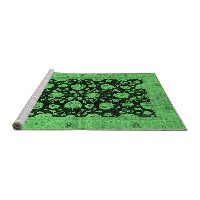 Sideview of Machine Washable Abstract Emerald Green Modern Area Rugs, wshabs694emgrn