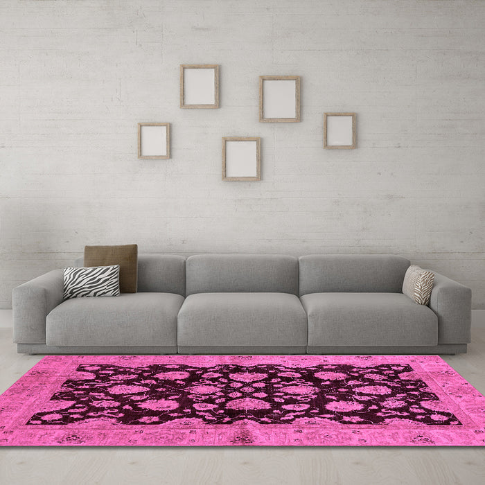 Machine Washable Abstract Purple Modern Area Rugs in a Living Room, wshabs694pur