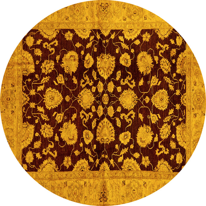 Round Abstract Yellow Modern Rug, abs694yw