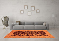 Machine Washable Abstract Orange Modern Rug, wshabs694org