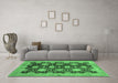 Machine Washable Oriental Emerald Green Traditional Area Rugs in a Living Room,, wshabs695emgrn