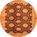 Round Machine Washable Oriental Orange Traditional Area Rugs, wshabs695org