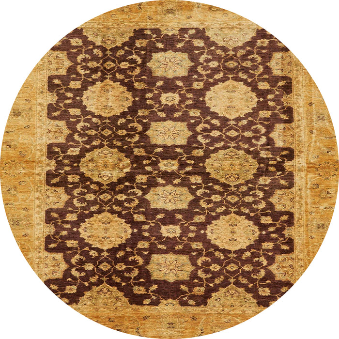 Round Machine Washable Abstract Orange Rug, wshabs695