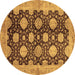 Round Oriental Brown Traditional Rug, abs695brn