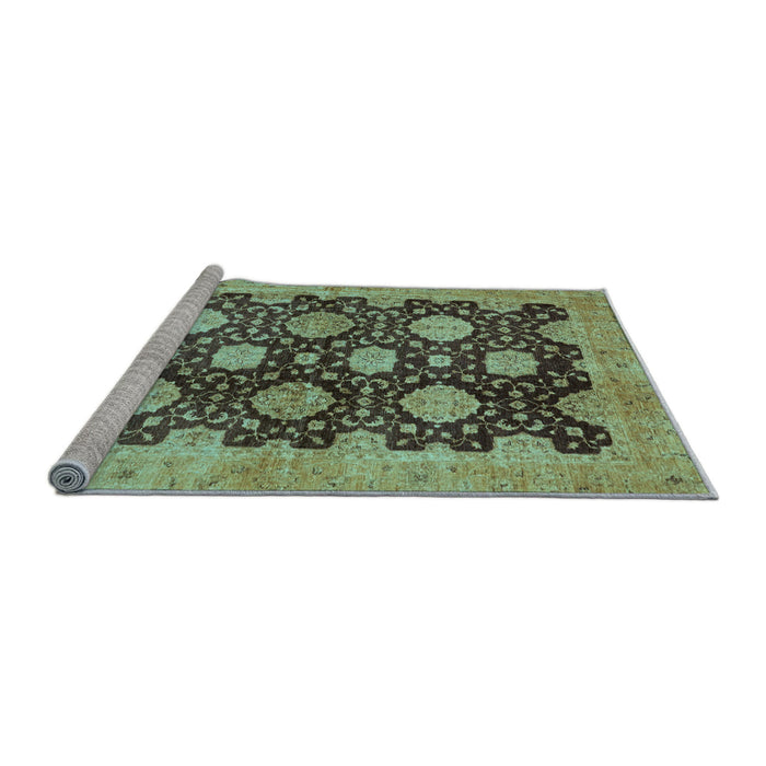 Sideview of Machine Washable Oriental Light Blue Traditional Rug, wshabs695lblu
