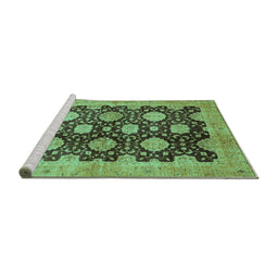 Sideview of Machine Washable Oriental Turquoise Traditional Area Rugs, wshabs695turq