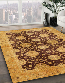 Machine Washable Abstract Orange Rug in a Family Room, wshabs695
