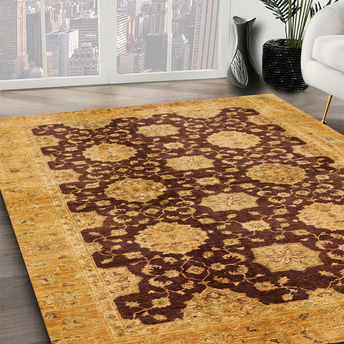 Machine Washable Abstract Orange Rug in a Family Room, wshabs695