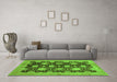 Machine Washable Oriental Green Traditional Area Rugs in a Living Room,, wshabs695grn