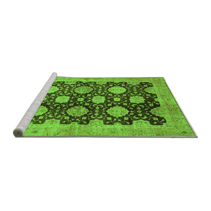 Sideview of Machine Washable Oriental Green Traditional Area Rugs, wshabs695grn