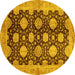 Round Oriental Yellow Traditional Rug, abs695yw