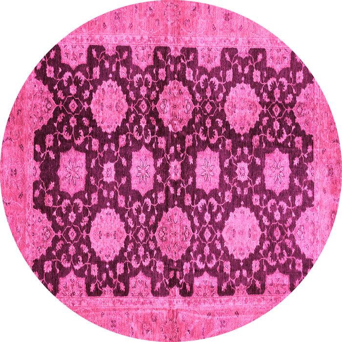 Round Oriental Pink Traditional Rug, abs695pnk