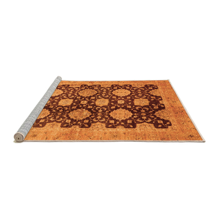 Sideview of Machine Washable Oriental Orange Traditional Area Rugs, wshabs695org