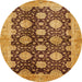 Round Abstract Orange Oriental Rug, abs695