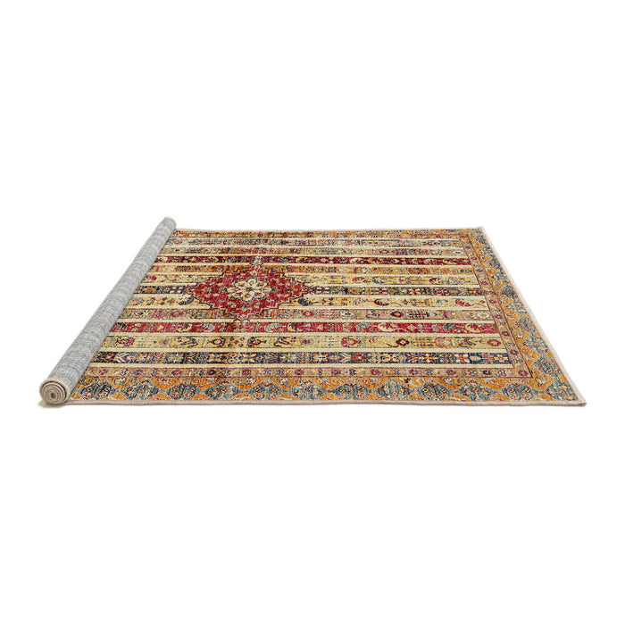 Sideview of Machine Washable Abstract Chestnut Red Rug, wshabs696