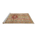 Sideview of Machine Washable Abstract Chestnut Red Rug, wshabs696