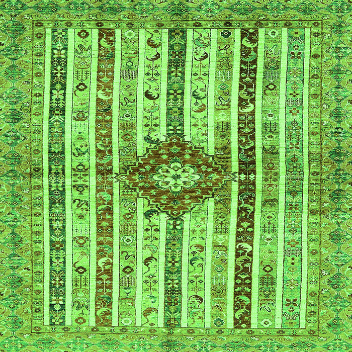 Square Machine Washable Abstract Green Modern Area Rugs, wshabs696grn
