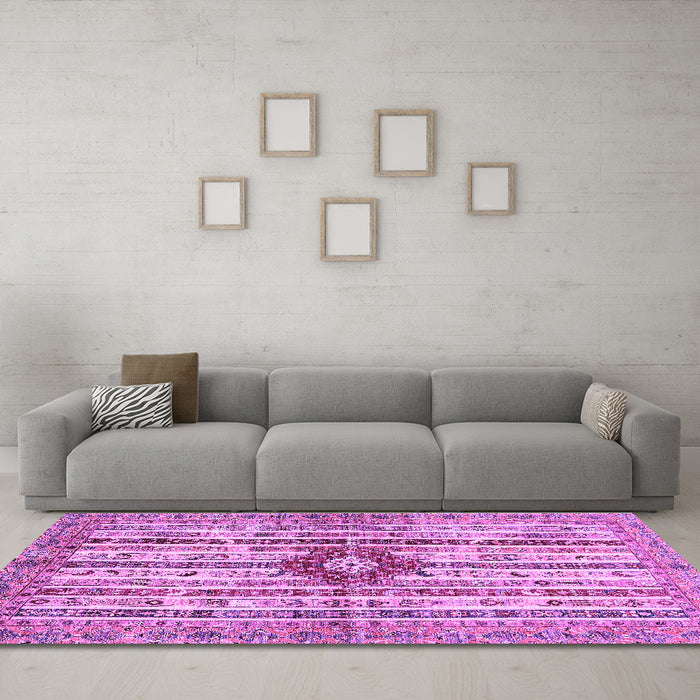 Machine Washable Abstract Purple Modern Area Rugs in a Living Room, wshabs696pur