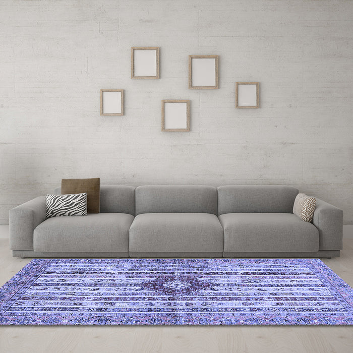 Machine Washable Abstract Blue Modern Rug in a Living Room, wshabs696blu