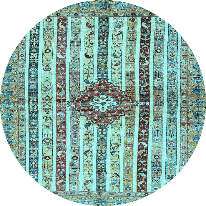 Round Abstract Light Blue Modern Rug, abs696lblu