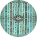 Round Abstract Light Blue Modern Rug, abs696lblu