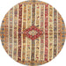 Round Abstract Chestnut Red Modern Rug, abs696