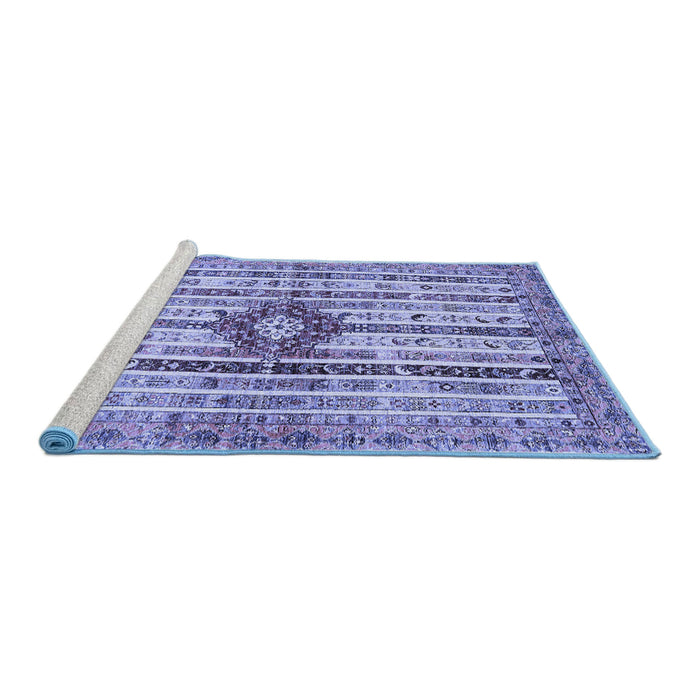 Sideview of Machine Washable Abstract Blue Modern Rug, wshabs696blu