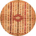 Round Abstract Orange Modern Rug, abs696org