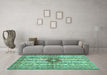 Machine Washable Abstract Turquoise Modern Area Rugs in a Living Room,, wshabs696turq