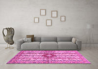 Machine Washable Abstract Pink Modern Rug, wshabs696pnk