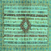 Square Abstract Turquoise Modern Rug, abs696turq